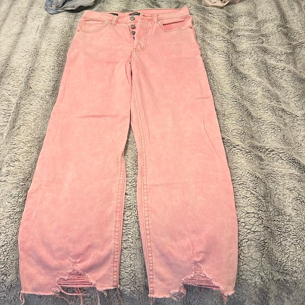 Wild fable pink high rise straight stretch jeans